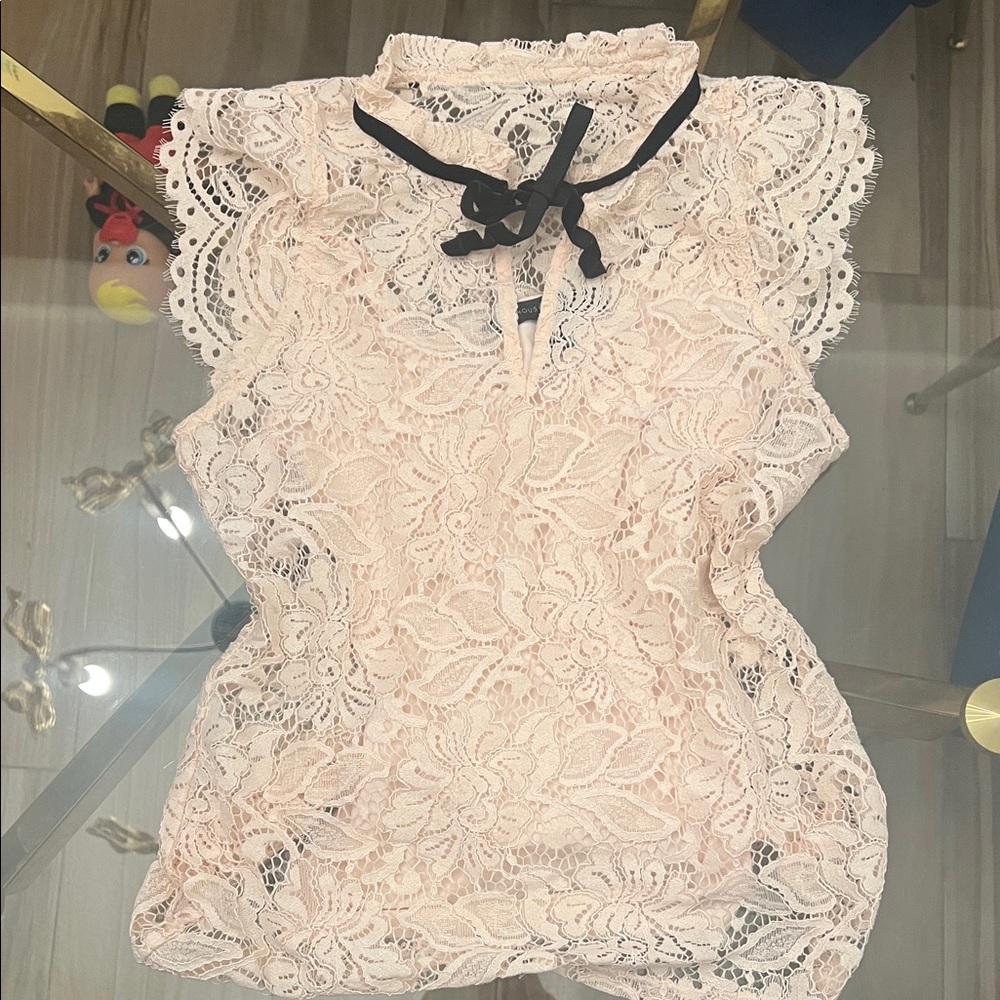 🩰 WHBM Lace Bow Blouse | Coquette Parisian Chic - Ballet Core 🎀